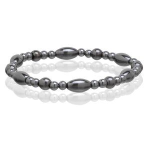 Magnetic Hematite Black Bracelet, Beaded Gemstone Stretchable Bracelet